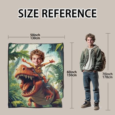 TEMU Customized Interesting Dinosaur Blanket - A Lightweight Flannel Throw Sofas, Beds, Travel, Camping, Living Rooms, Offices, And Chairs. This Blanket Is From Soft And Warm Flannel Material. Image