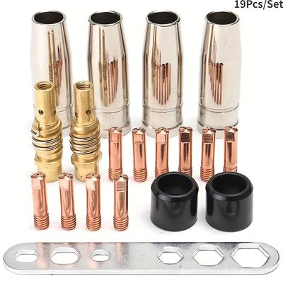 TEMU 19pcs Copper Nozzle Kit, 15ak Welder Accessories, Conical Sleeve Rod Set Without Battery Image