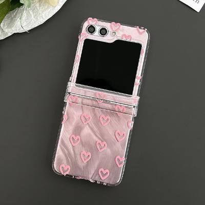 TEMU Two-color Transparent Pink Heart + Heart Label Mobile Phone Case Suitable Full-cover Anti-fall Protective Cover Creative Simple Galaxy Galaxy . Image