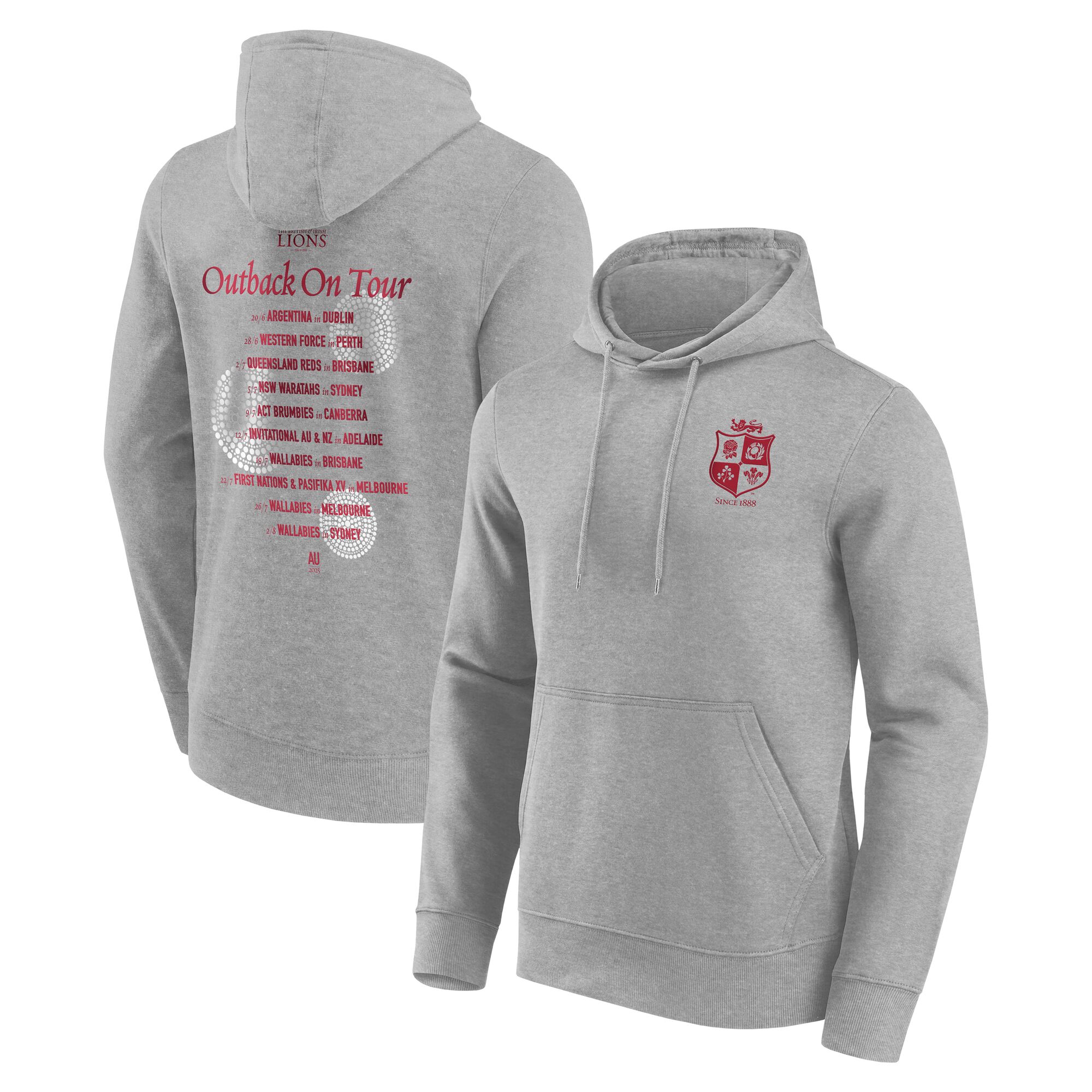 British & Irish Lions 2025 Tour Fixtures Grafik-Hoodie – Grau Image
