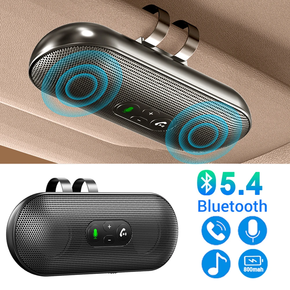 Bluetooth 5.4 Car Kit Freisprecheinrichtung 6W Freisprecheinrichtung Sonnenblende Lautsprecher MP3-Player Drahtloser Musikempfänger mit Sprachassistent Image