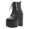 NEUE Herbst und Winter Stiefel Chunky-Absatz 15CM Plattform Heels Kurze Stiefel Lace-up Casual Mode Schuhe botas Mujer Große größe 35-42