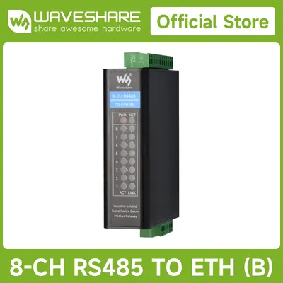 Waveshare 8-Kanal-RS485-zu-RJ45-Ethernet-Seriellserver, 8-Kanal-RS485-unabhängiger Betrieb, Image