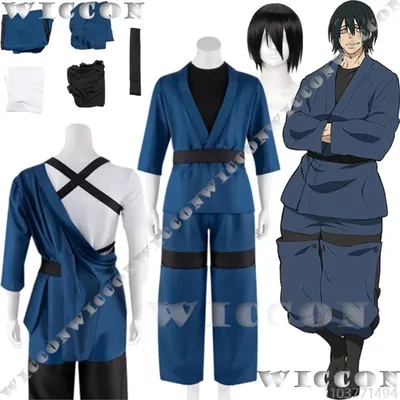 Shinmon Benimaru Leader Anime Fire Coaplay Force Kostüm Schwarze Perücke Prop Blauer Anzug Mann Image