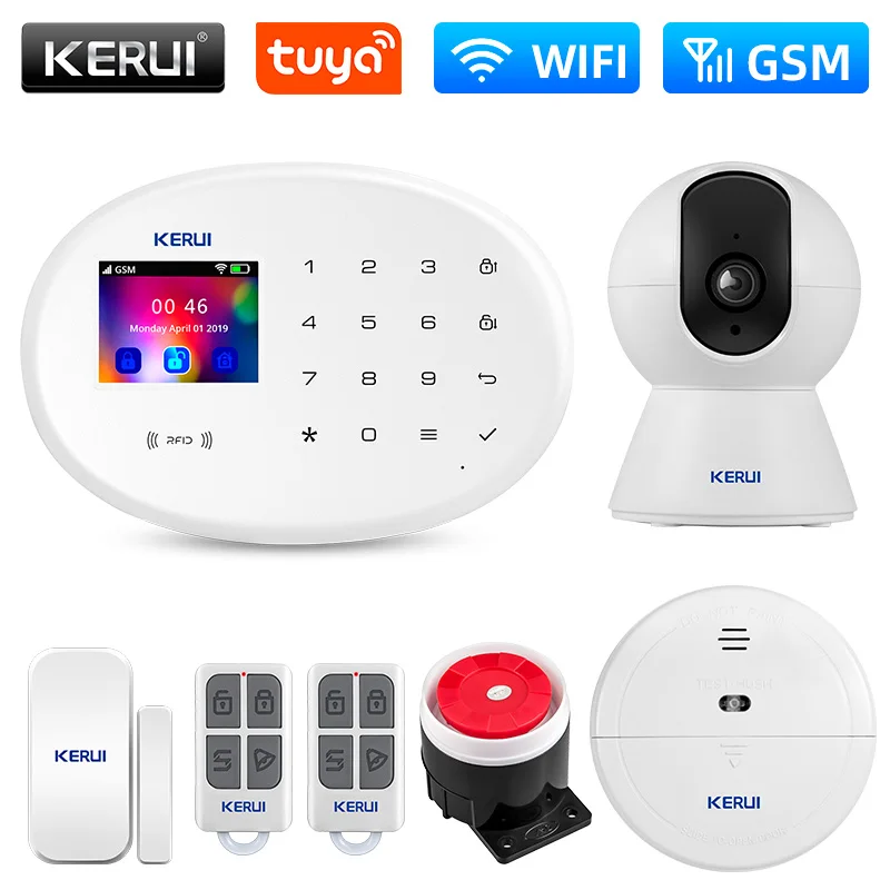 KERUI W202 Home Alarm System WIFI 2G GSM Alarm für Haus Sicherheit Schutz Tuya Smart APP Unterstützung Alexa mit bewegungsmelder