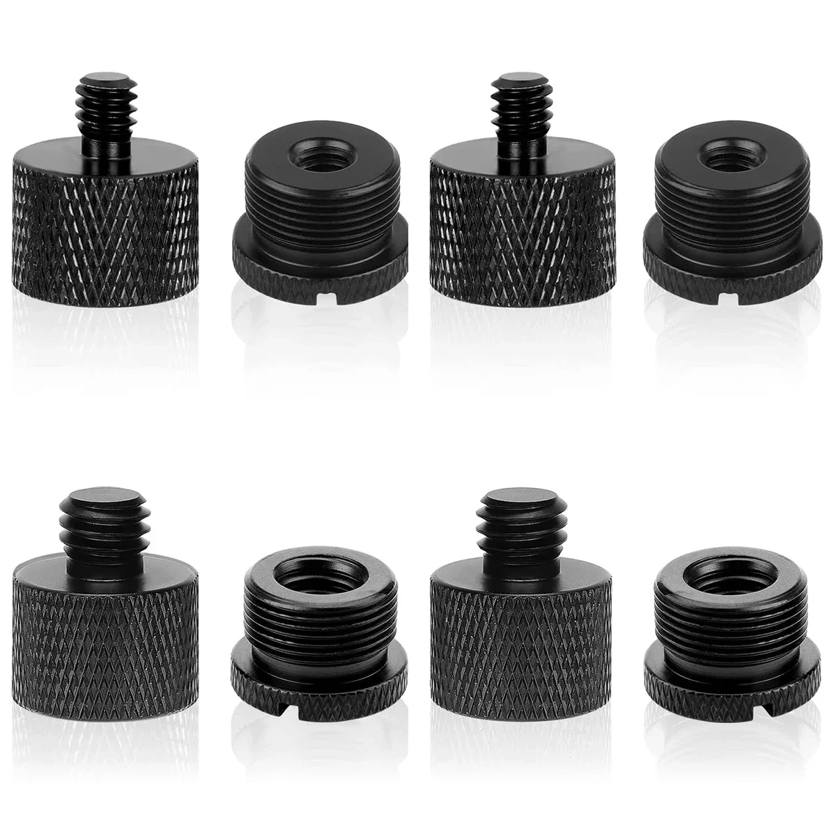 8-teiliges Mikrofonständer-Adapter, Aluminium-Mikrofongewinde-Adapter-Set mit 3/8 Buchse auf 5/8 Stecker, 3/8 Stecker auf 5/8 Buchse, 5/8 Buchse auf Image