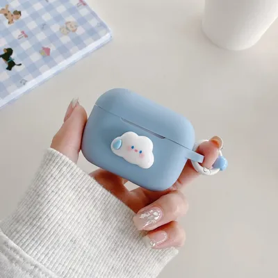 Drahtlose Kopfhörerhülle für Apple Airpods 4, 3, 2, 1, Pro, 2. Generation, Silikon, 3D-Cartoon-Wolken-Schutzhüllen mit Ringzubehör Image