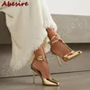 Frühling Neue Stil Gold Glänzende Pumps Runde Kopf Stiletto Schnalle T-Typ High Heels Elegante Party Kleid Abend schuhe Für Frauen