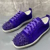 Blau Lila Flanell Zapatillas De Mujer Flache Sohle Nieten Karree Frauen Schuhe Männer Lace-Up
