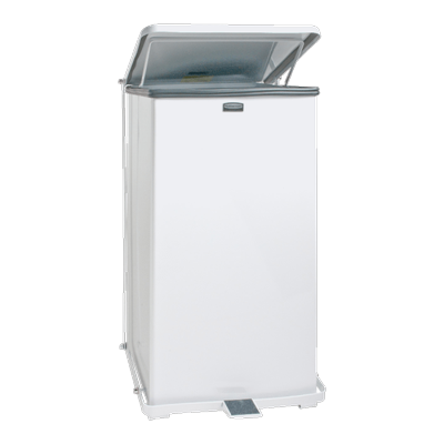 Rubbermaid Defenders Steel Step Can, 24-Gallon, White