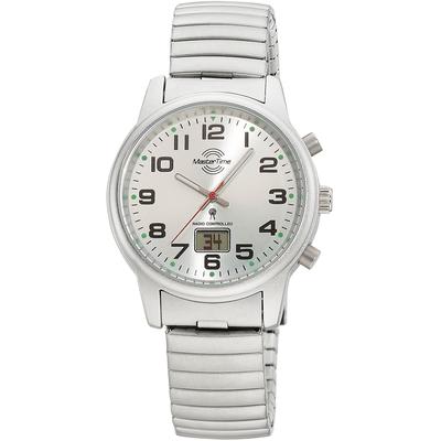 Funkuhr MASTER TIME "Super Power", grau (stahlgrau), Armbanduhren, Damen, Armbanduhr, Quarzuhr, Damenuhr, Datum, Leuchtzeiger Image