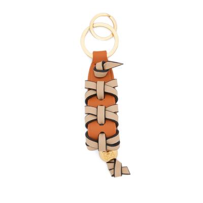 Loewe Leather Braided Cross Keychain