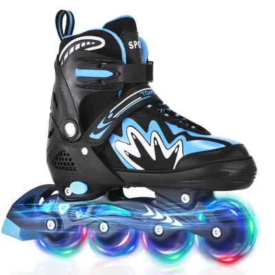 Tomshoo Roller Blades Kids Adjustable Roller Skates w Light-Up Wheels Secure Triple Girls Boys