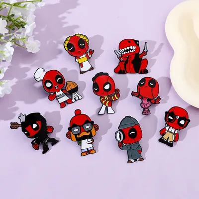 Marvel Cartoon Creative Cute Deadpool Enamel Pins Badges for Backpack Bag Birthday Party Decor