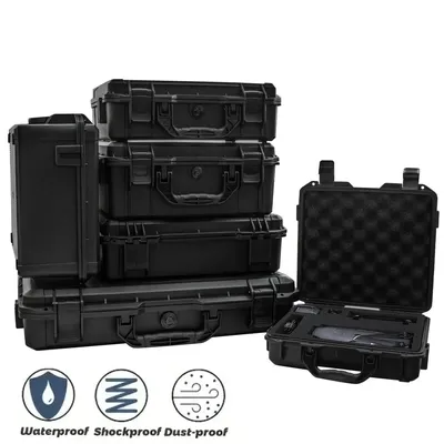 1pc Universal Portable Plastic Tool Box With Foam Insert Waterproof & Shockproof Hard Carrying Case