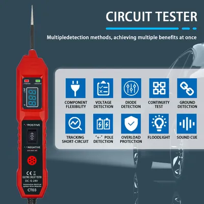 Car Circuit Tester With LED Voltage Display - Suitable For Power Probe Kit For 3.5-36V DC Vehicles