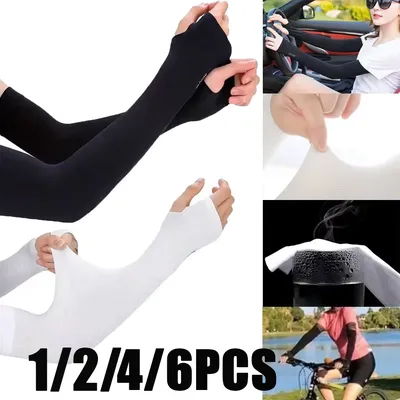 1-6Pcs Sun Protection Arm Covers Sleeves Women Men Summer Outdoor Sunblock Running Volleyball
