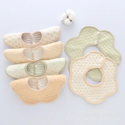 Newborn Baby Color Cotton Simple Cotton Warm Saliva Towel Bib 360 Degree Baby Petal Bib Male and