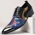 scarpe eleganti da uomo con motivo floreale blu e oro: scarpe formali eleganti per feste eleganti e incontri sociali
