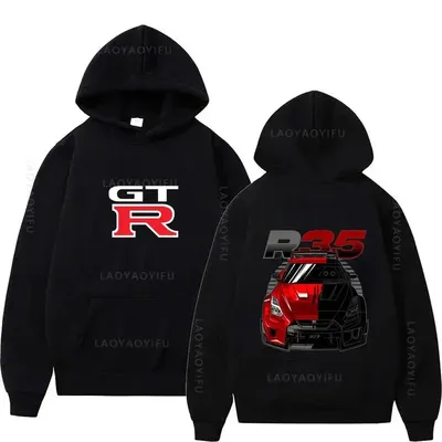 Initial D GTR R35 Streetwear Hoodies Japanese Car Sportcar Novelty Sweatshirt for Men's Long Sleeve