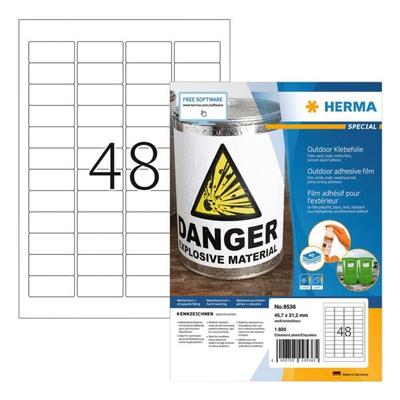Herma Wetterfeste Outdoor-Folienetiketten permanent weiß 45,7x21,2 mm 1920 Stück Image