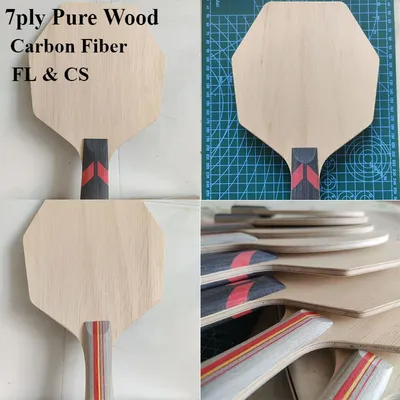 Hexagonal Table Tennis Base FL & CS 7ply Pure Wood Ayous Carbon Fiber Spruce Paulownia Arc & Loop
