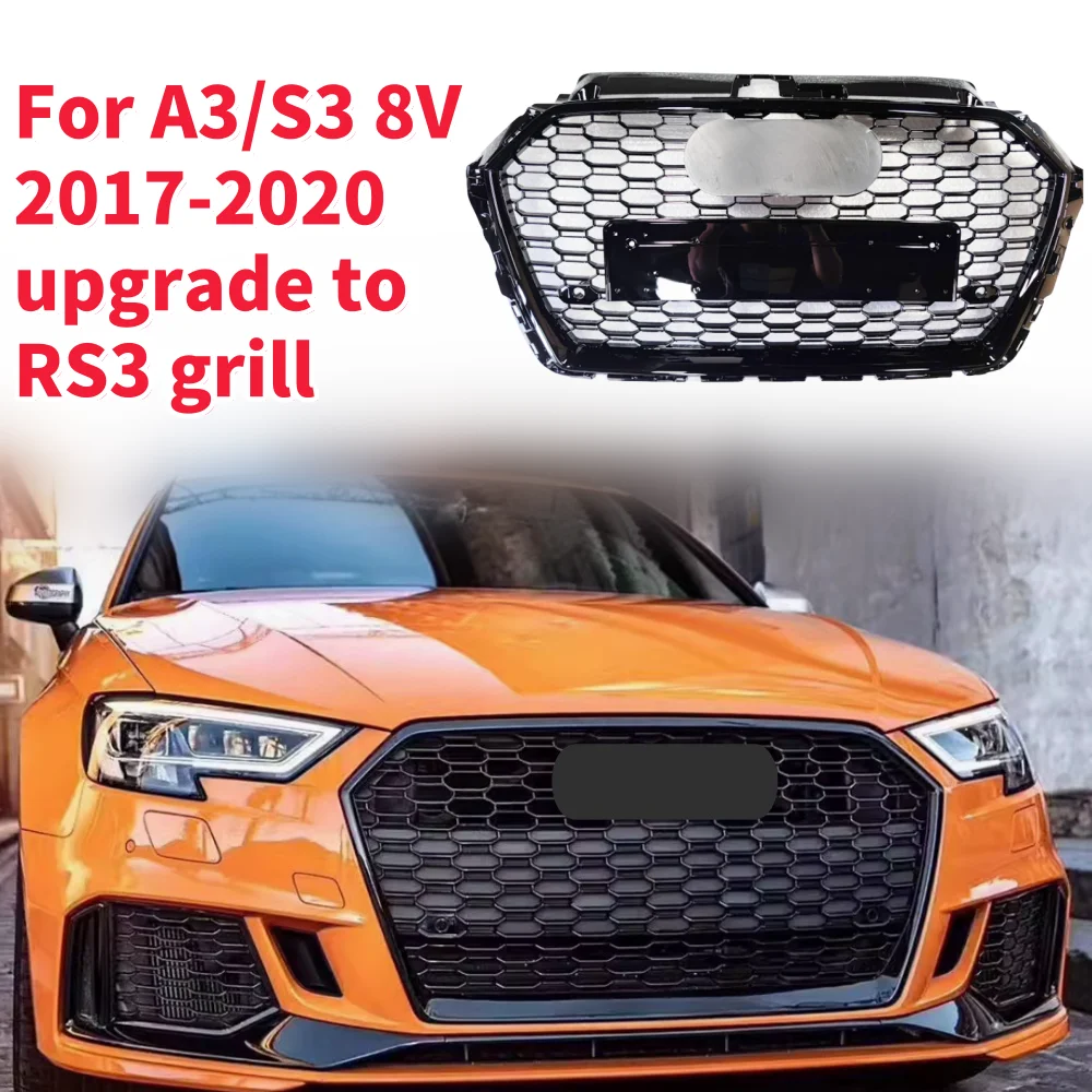 Griglie da corsa griglia del cofano anteriore griglia del paraurti anteriore dell'auto griglia centrale per griglia RS3 per A3/S3 8V 2017-2020