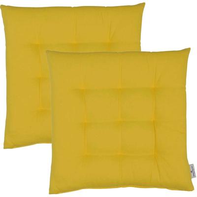 Sitzkissen TOM TAILOR HOME "Dove", gelb (zitrone, unifarben), B:40cm L:40cm, Baumwolle, Dekokissen_Sitzkissen_Kissenhüllen, TOM TAILOR unifarbenes, abgestepptes Sitzkisssen DOVE, 2er Pack Image