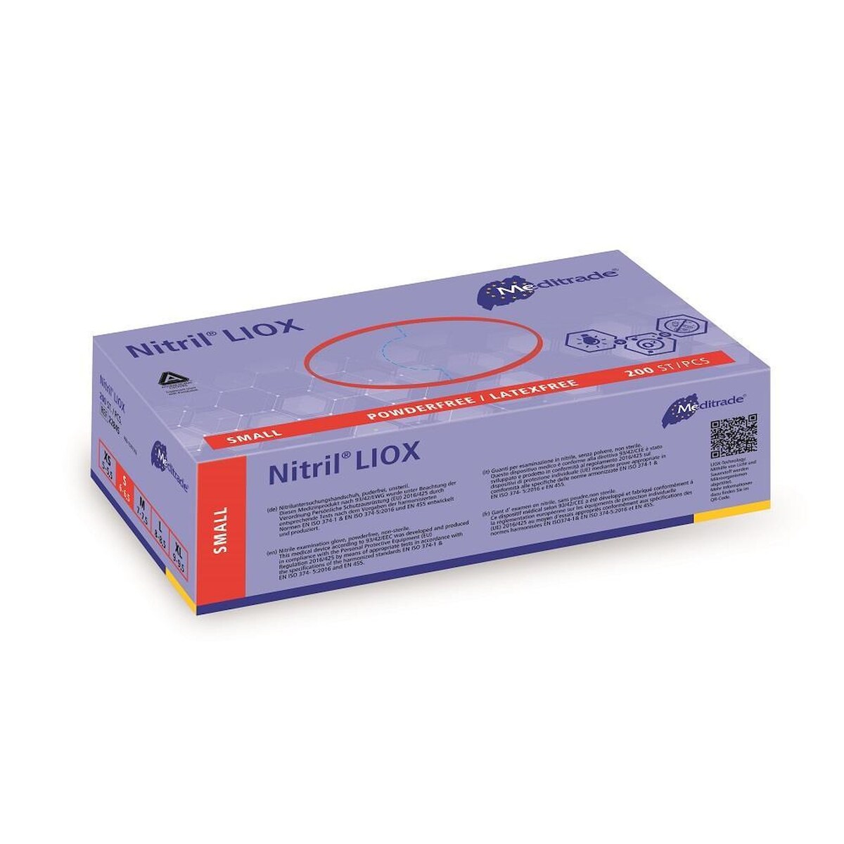 Meditrade 2000 Nitril-Handschuhe Liox- puderfrei - keimtötend - Einmalhandschuhe Gr. S Image