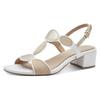 Sandalette MARCO TOZZI, Damen, Gr. 36, weiß (weiß kombiniert), Lederimitat, Textil, kontrastfarbene Details, glänzend, elegant, Schuhe, Blockabsatz, Riemchensandale, Abendschuh mit Feel Me-Ausstattung
