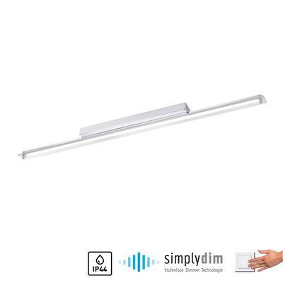 Wandleuchte PAUL NEUHAUS "TIMON", grau (chromfarben), LampenB:4,2cm H:5,5cm L:80cm, LED, IP44, dimmbar, Simply Dim, Memory, nach Trennung vom Netz, B:4,2cm H:5,5cm L:80cm Image