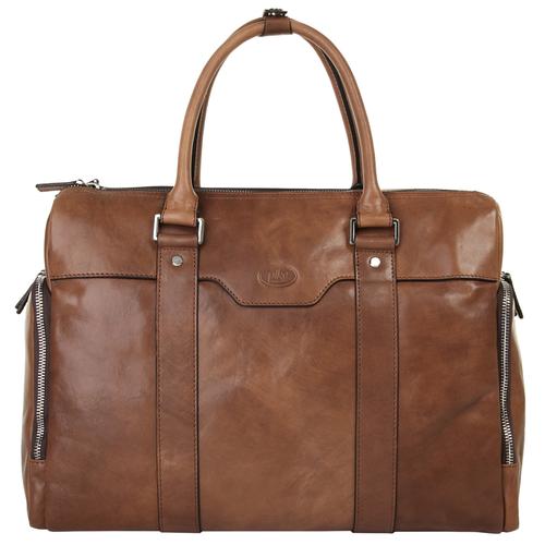 Aktentasche PIKÉ, Damen, Gr. B/H/T: 40cm x 30cm x 15cm onesize, braun, Leder, glänzend, beschichtet, Taschen, echt Leder