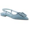 Slingpumps TAMARIS, Damen, Gr. 42, blau (jeansfarben), Textil, unifarben, modisch, Schuhe, Blockabsatz, Sommerschuh mit schickem Schmuckelement