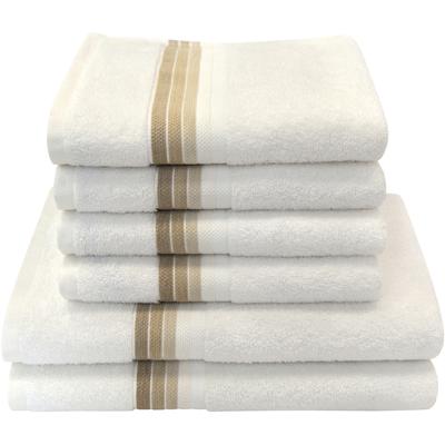 Handtuch Set DYCKHOFF "Chenille", weiß (sanftes weiß), 6 tlg., Frottier, Frottier, Obermaterial: 90% Baumwolle, 10% Viskose, Handtuch-Sets, Set beinhaltet: 4x Handtuch (50x100cm) und 2x Duschtuch (70x140cm) Image