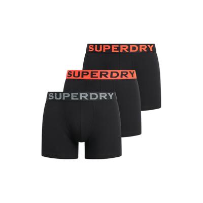 Boxershorts SUPERDRY "BOXER TRIPLE PACK", Herren, Gr. XL, orange (schwarz, orange), Jersey, Obermaterial: 95% Baumwolle, 5% Elasthan, unifarben, figurbetont, Unterhosen Image
