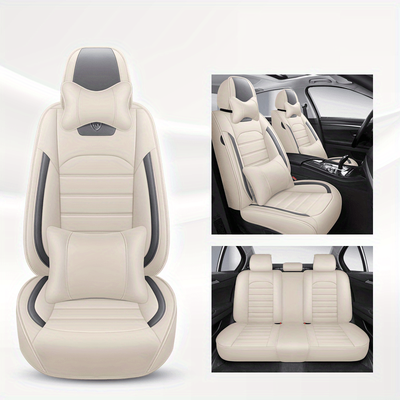 TEMU Luxury Leather Car Seat Cover Set - Universal Fit, Non-slip, Wear-resistant, Vehicle Seat Protection, Easy To Clean - No Filler Required, Car Seat Covers Image