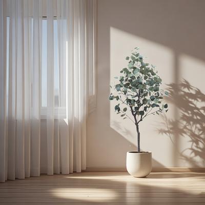 TEMU 4.9ft Artificial Eucalyptus Tree With With Lifelike Eucalyptus Leaves, Large Floor Plant Fake Silk Trees For Indoor Outdoor Room Office Image