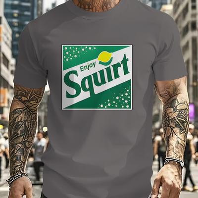 "TEMU Men's Casual Graphic Tee - "enjoy " Print, Black With Green & , Round Neck, Short Sleeve, Regular Fit, Hand Wash Or , Relaxed Fit Tee | Print Shirt | Comfortable Fabric" Image