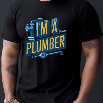 TEMU I'm Print Men's T-shirt Breathable Top For Summer, Casual Crew Neck Short Sleeve Tee Image