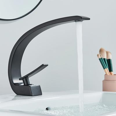 TEMU Washbasin Faucet Bathroom Sink Faucet Single-lever Mixer, Chrome Plated Waterfall Bathroom Faucet For Washbasin Single-lever Brass Spout Image