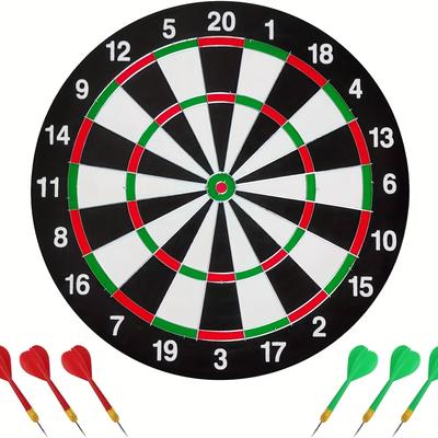 TEMU Full Size 43.18cm Dart Board Set With 6 Darts For Fun Home Dart Board Game Adult Christmas