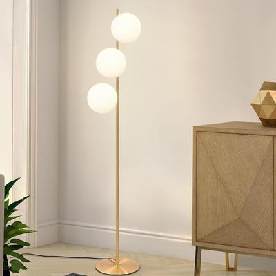 TEMU Floor Lamp Living Room Modern Floor Lamp - 3 Flame Gold E27 Design Stand Lamp With Foot Switch Metal Glass Table Lamp For Bedroom Office Hotel - Without Bulb Image