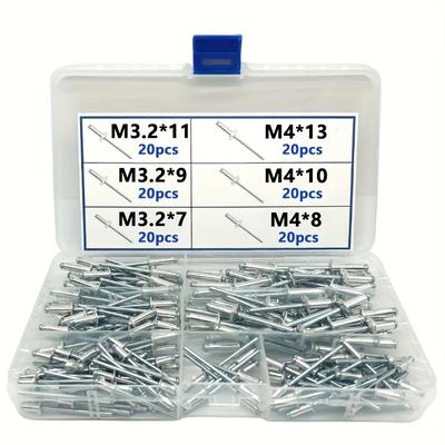 TEMU Heavy Duty Rivet Set With 120pcs - Durable Metal Alloy Hand Tool For Connections, Ordinary Surface Treatment, Alloy Material Image