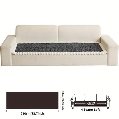 TEMU Boho-chic Plush Sofa Cover - Quilted, Thickened, Machine Washable, Pet-friendly Non-slip Couch Protector, Soft Polyester For Living Room, Bedroom, Office Image