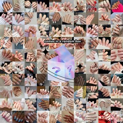 TEMU Pack Of 24 Nail Art - Random Mystery Box Manicure, Reusable False Nails Suitable For Festive Gatherings, Includes Jelly Glue And Nail File Image