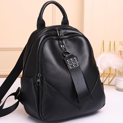 TEMU Vintage Style Genuine Leather Shoulder Bag With Adjustable Strap, Zipper Closure, And Floral Embossed Detail - Shopping And Casual , Shopping Shoulder Bag | Vintage Style Bag | Fabric Lined Image