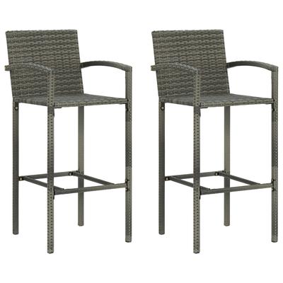 TEMU Barhocker 2 Stk. Grau Poly Rattan Image