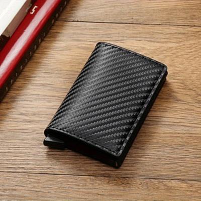 TEMU Men's Slim Rfid Blocking Wallet - Carbon Fiber Pattern Aluminum Alloy Credit Card Holder With Multiple Slots & Cash Storage, Anti-theft Protection, Sleek - Ideal Gift For Men, Father's Day Image