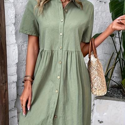 TEMU Solid Color Casual Dress For Women Image