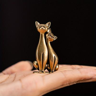 TEMU Vintage Bronze Cat Couple Sculpture - Romantic Feline Art Piece, Ideal For Decor, Indoor/outdoor Use, No Electricity Needed, Office Decoration | Romantic | , Cat Decor Image